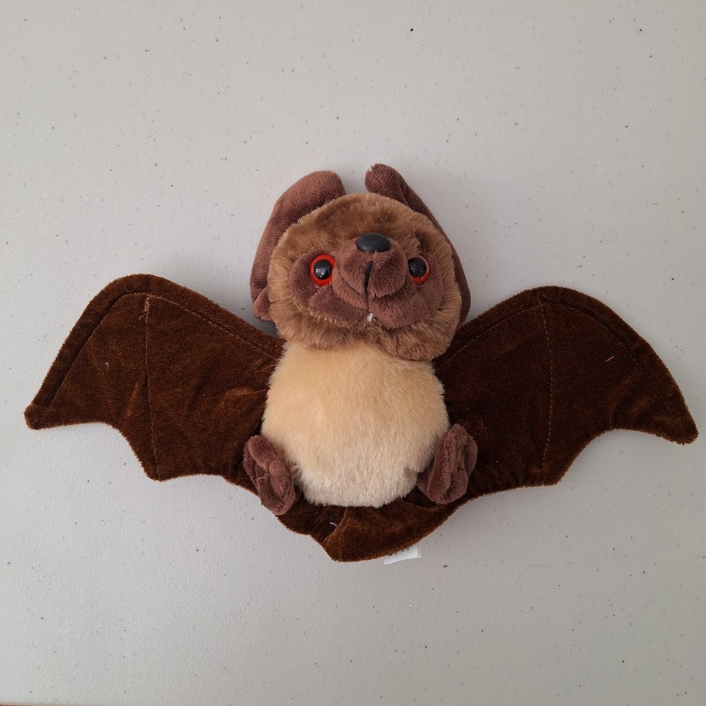 Wild Republic Little Bat Brown Plush Stuffed Toy New Red Eyes